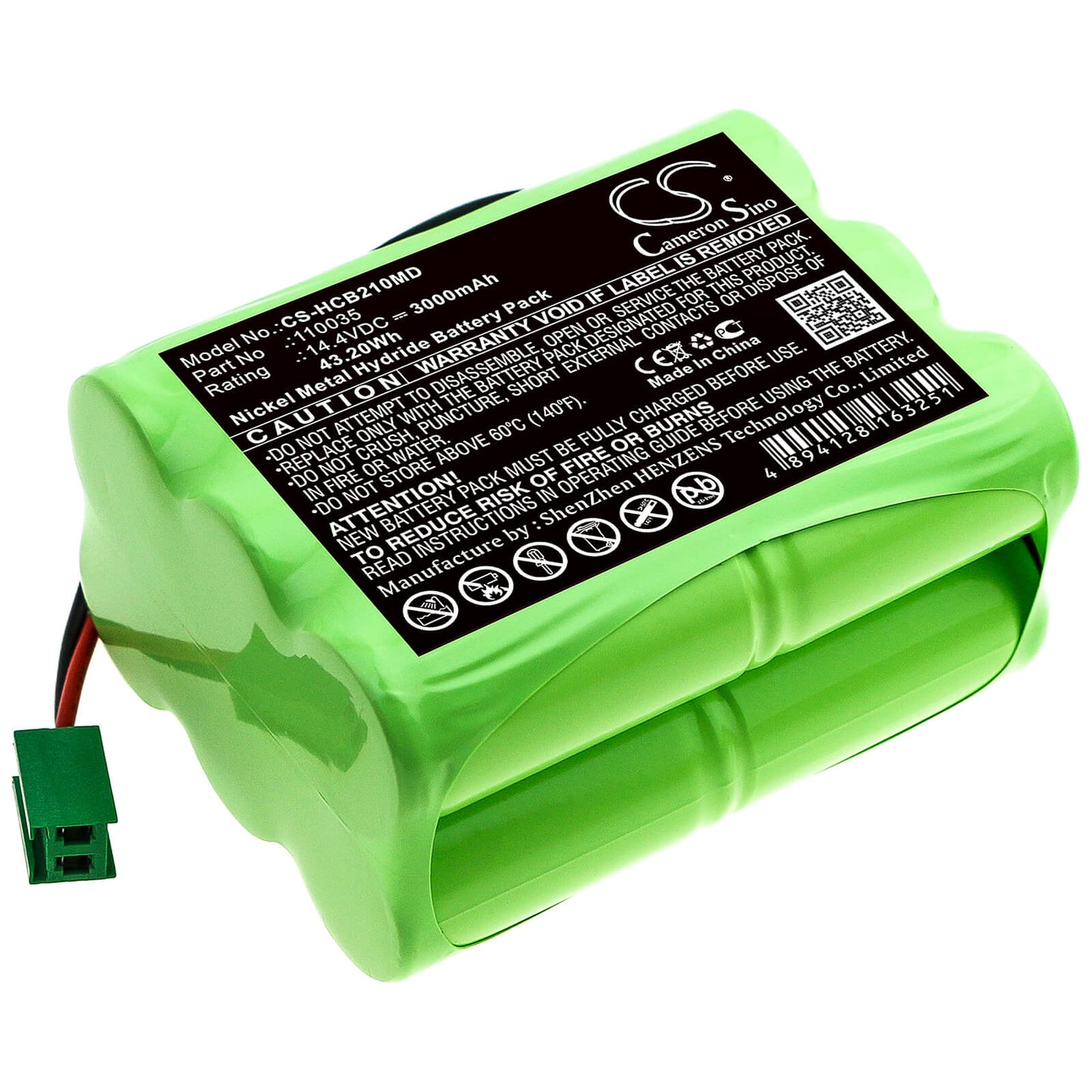 14.4V, 3000mAh, Ni-MH Battery fits Hellige, Scb2 Defibrillator, 43.2Wh