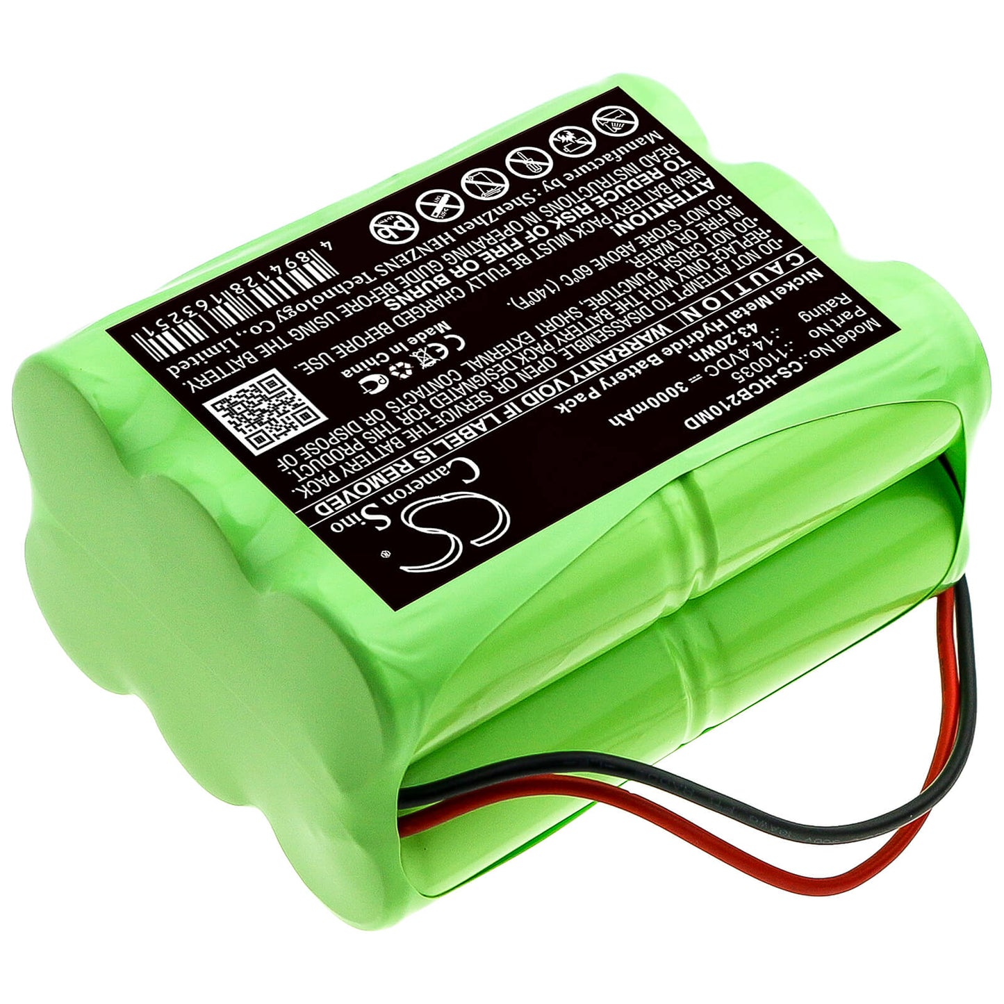 14.4V, 3000mAh, Ni-MH Battery fits Hellige, Scb2 Defibrillator, 43.2Wh