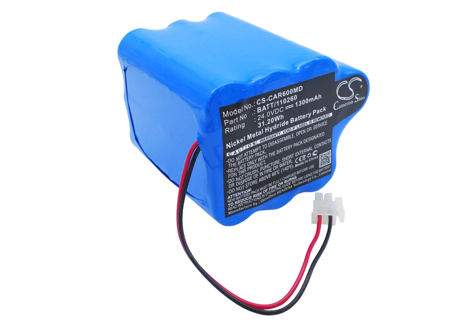 24.0V, 1300mAh, Ni-MH Battery fits Cardioline, Delta 60 Ecg, Delta 60 Plus, 31.2Wh
