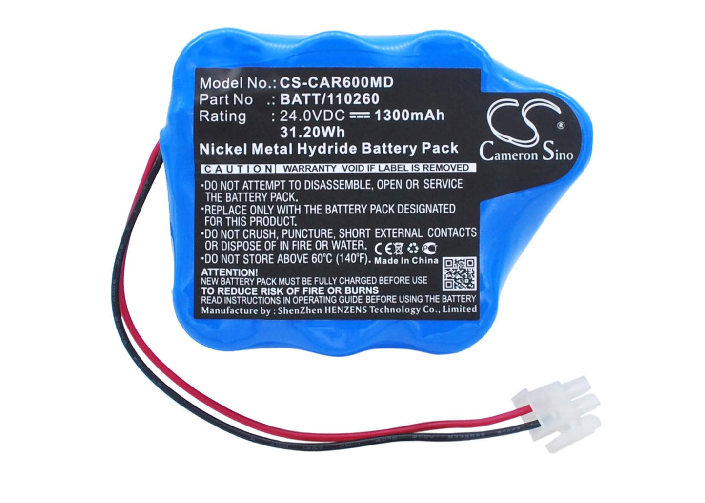24.0V, 1300mAh, Ni-MH Battery fits Cardioline, Delta 60 Ecg, Delta 60 Plus, 31.2Wh