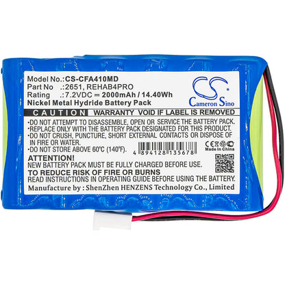 7.2V, 2000mAh, Ni-MH Battery fits Cefar, Activ 4, Bodymax Trainer (ngsf4), 14.4Wh