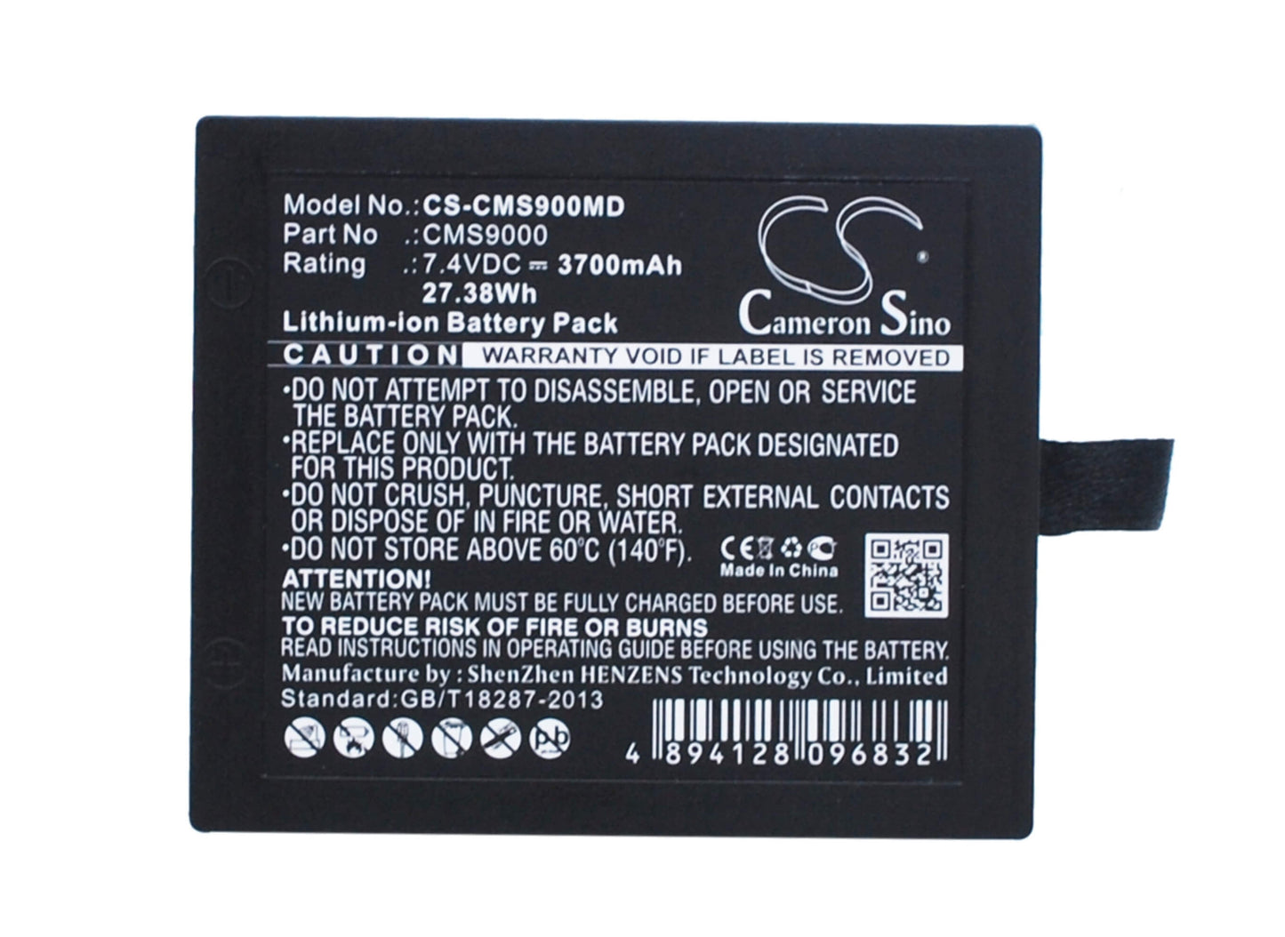 7.4V, 3700mAh, Li-ion Battery fits Contec, Cms7000, Cms7000 Patient Monitor, 27.38Wh