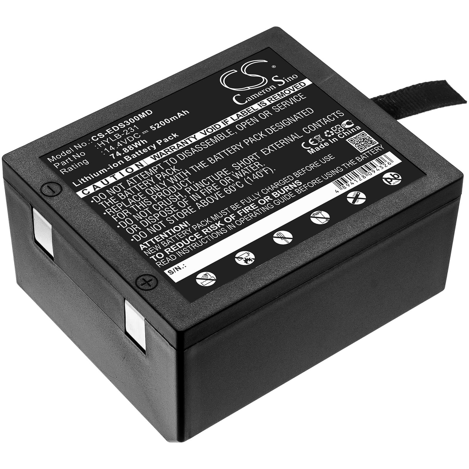 14.4V, 5200mAh, Li-ion Battery fits Edan, Se3, Se-3, 74.88Wh