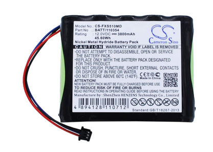 12.0V, 3800mAh, Ni-MH Battery fits Fukuda, Monitor Ds5100, 45.6Wh