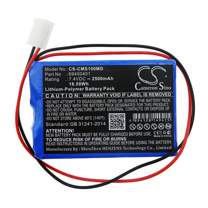 7.4V, 2500mAh, Li-Polymer Battery fits Contec, Ecg-100g, 18.5Wh