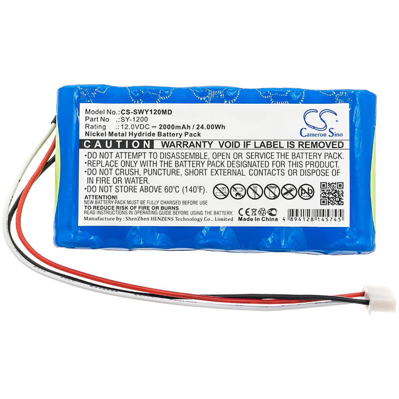12.0V, 2000mAh, Ni-MH Battery fits Smiths, Sy-1200, Sy-1200 Infusion Pump, 24Wh