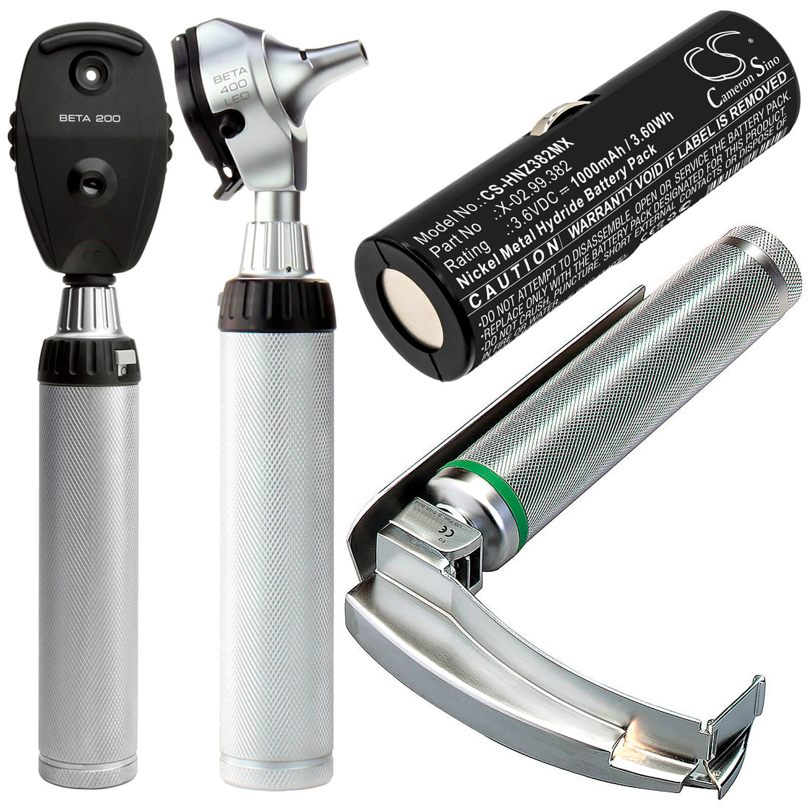 3.6V, 1000mAh, Ni-MH Battery fits Heine, Beta Handles, Ophthalmoscope Beta 200, 3.6Wh