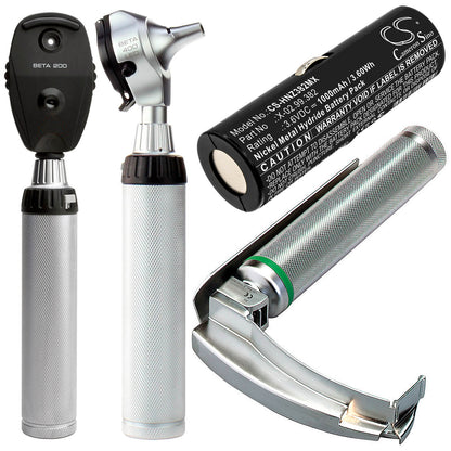 3.6V, 1000mAh, Ni-MH Battery fits Heine, Beta Handles, Ophthalmoscope Beta 200, 3.6Wh
