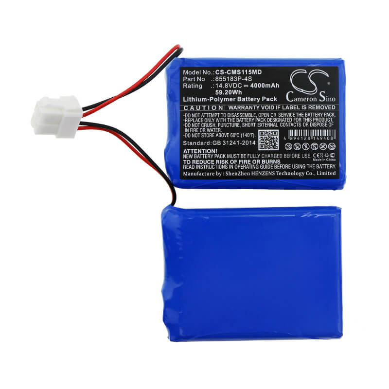 14.8V, 4000mAh, Li-Polymer Battery fits Contec, Ecg-1200, Ecg-1200g, 59.2Wh