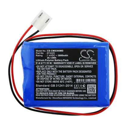 7.4V, 3800mAh, Li-Polymer Battery fits Contec, Ecg-300g, Ecg300gt, 28.12Wh