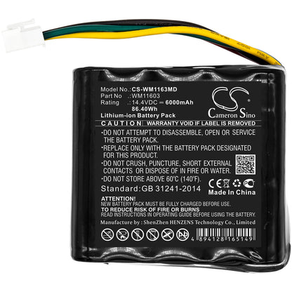 14.4V, 6000mAh, Li-ion Battery fits Weinmann, Accuvac Pro, 86.4Wh