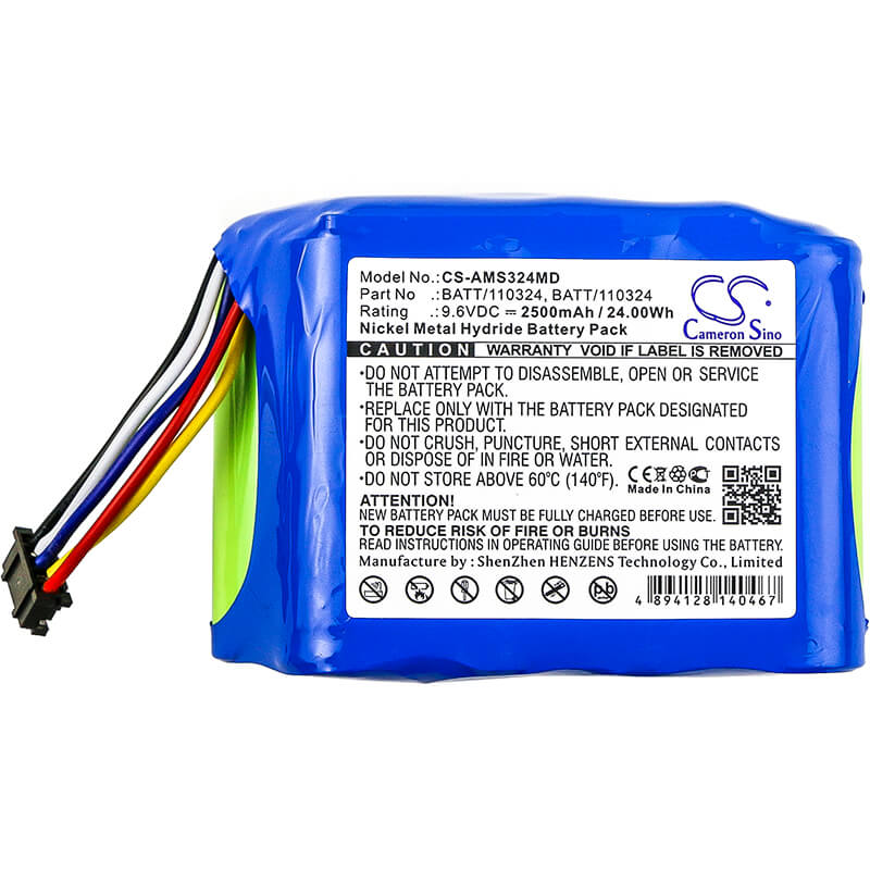 9.6V, 2500mAh, Ni-MH Battery fits Alaris Medicalsystems, Asena Syringe Pump Gp, Gateway Workstation, 24Wh