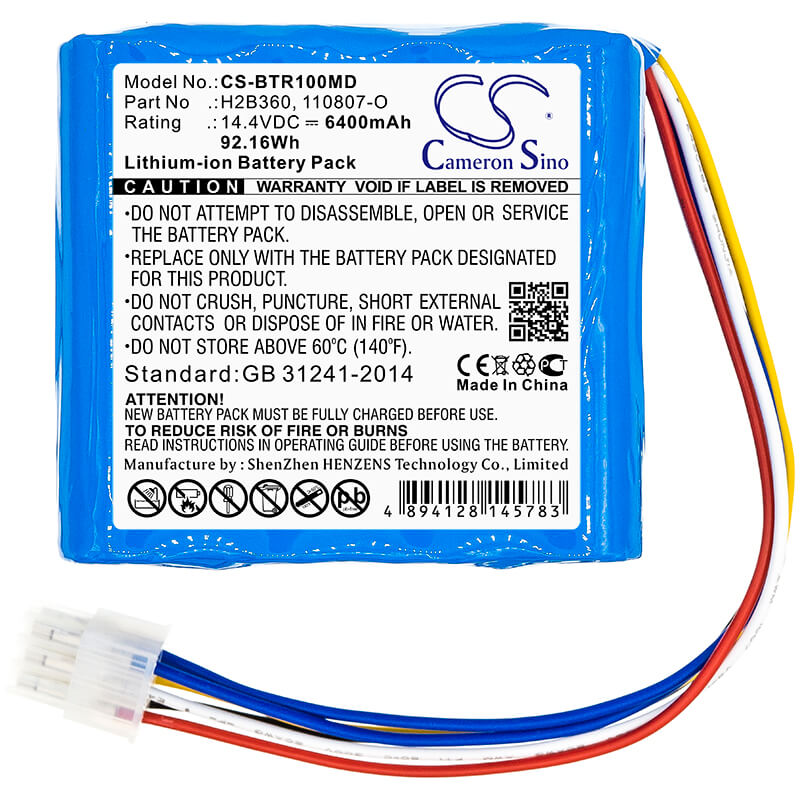 14.4V, 6400mAh, Li-ion Battery fits Imt Medical, Bellavista 1000, 92.16Wh