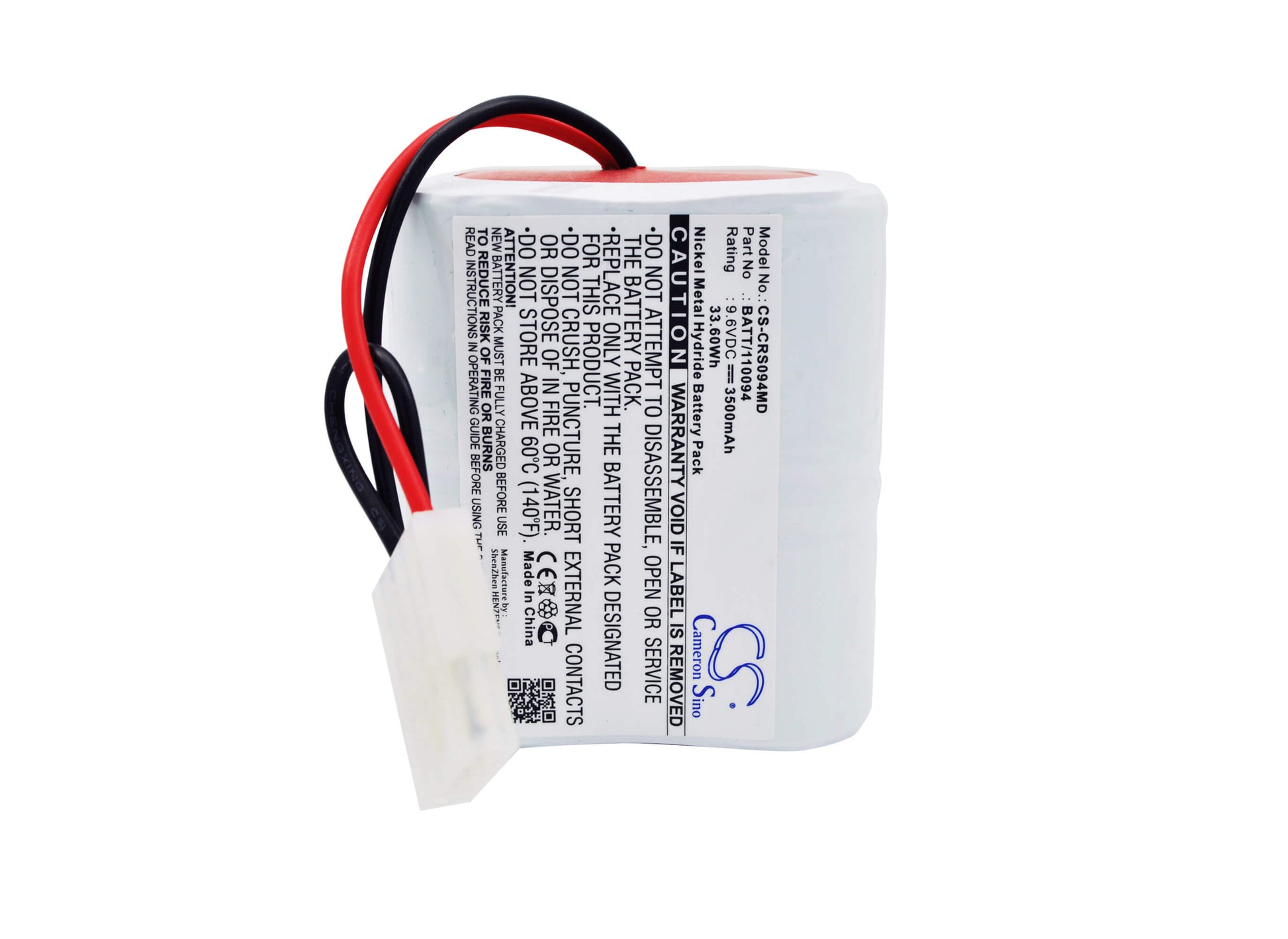 9.6V, 3500mAh, Ni-MH Battery fits Criticon, Oxyshuttle, 33.6Wh