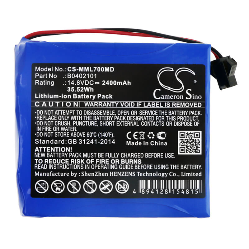 14.8V, 2400mAh, Li-ion Battery fits Million, Ml1100, Ml700, 35.52Wh