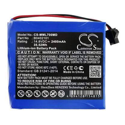 14.8V, 2400mAh, Li-ion Battery fits Million, Ml1100, Ml700, 35.52Wh
