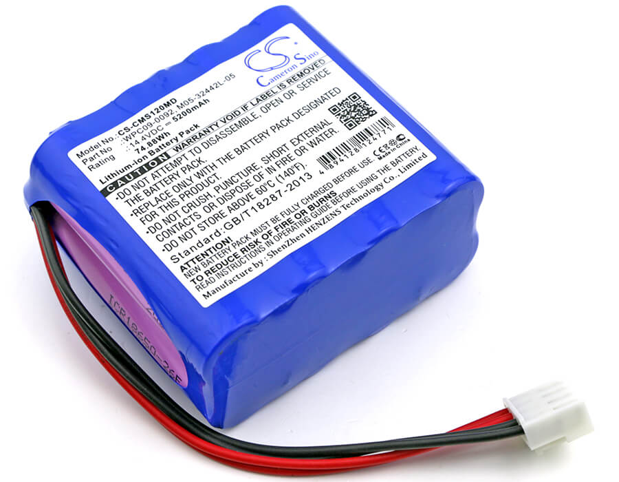 14.4V, 5200mAh, Li-ion Battery fits Contec, Ecg 1201, Ecg 1201g, 74.88Wh