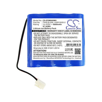 14.4V, 6800mAh, Li-ion Battery fits Edan, F6, F9, 97.92Wh
