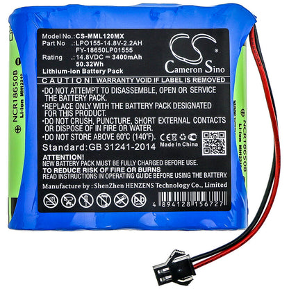 14.8V, 3400mAh, Li-ion Battery fits Million, Ml1200, Ml1500, 50.32Wh