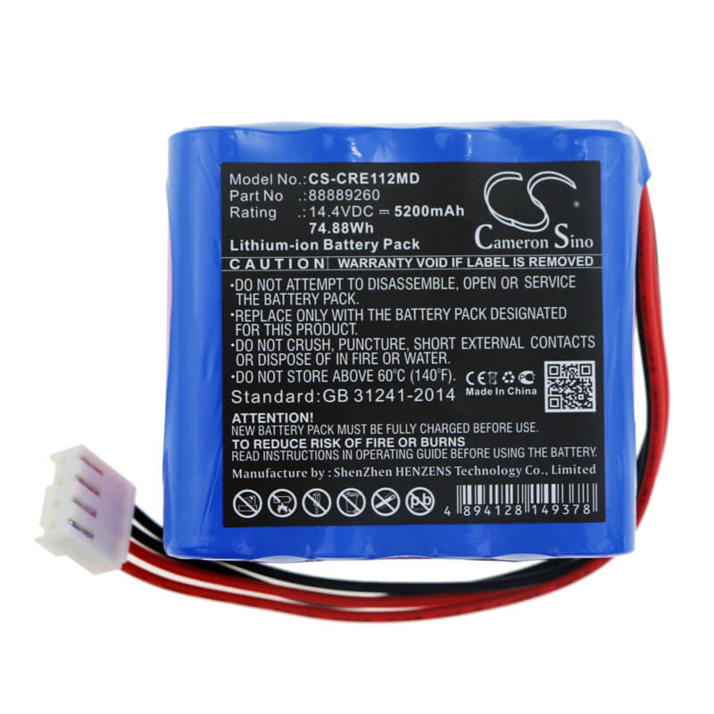 14.4V, 5200mAh, Li-ion Battery fits Kelly, Ecg-1112, Ecg-1112l, 74.88Wh
