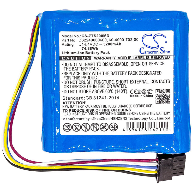 14.4V, 5200mAh, Li-ion Battery fits Zimmer, 4000ts, Ats 2000, 74.88Wh