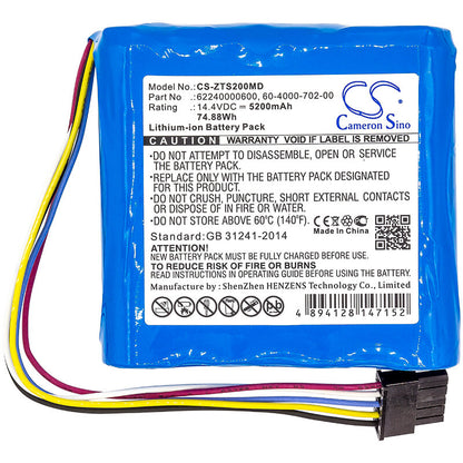 14.4V, 5200mAh, Li-ion Battery fits Zimmer, 4000ts, Ats 2000, 74.88Wh