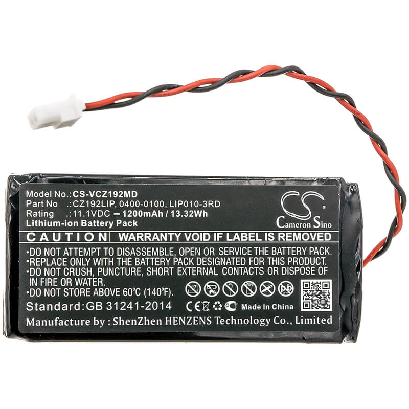 11.1V, 1200mAh, Li-ion Battery fits Verathon, 0400-0100, 0800-0404, 13.32Wh