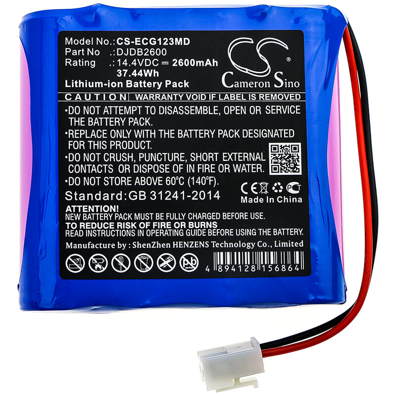 14.4V, 2600mAh, Li-ion Battery fits Cmics, Ecg-1230s, 37.44Wh