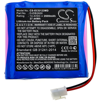 14.4V, 2600mAh, Li-ion Battery fits Cmics, Ecg-1230s, 37.44Wh