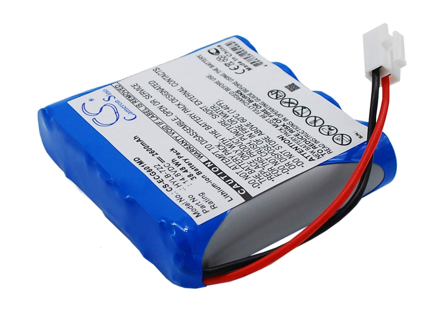14.8V, 2600mAh, Li-ion Battery fits Biocare, Ecg-6010, Ecg-6020, 38.48Wh