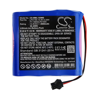 14.8V, 2600mAh, Li-ion Battery fits Million, Ml1200, Ml1500, 38.48Wh