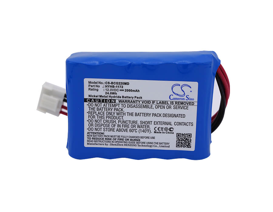 12.0V, 2000mAh, Ni-MH Battery fits Edanins, Ecg-1a, 24Wh