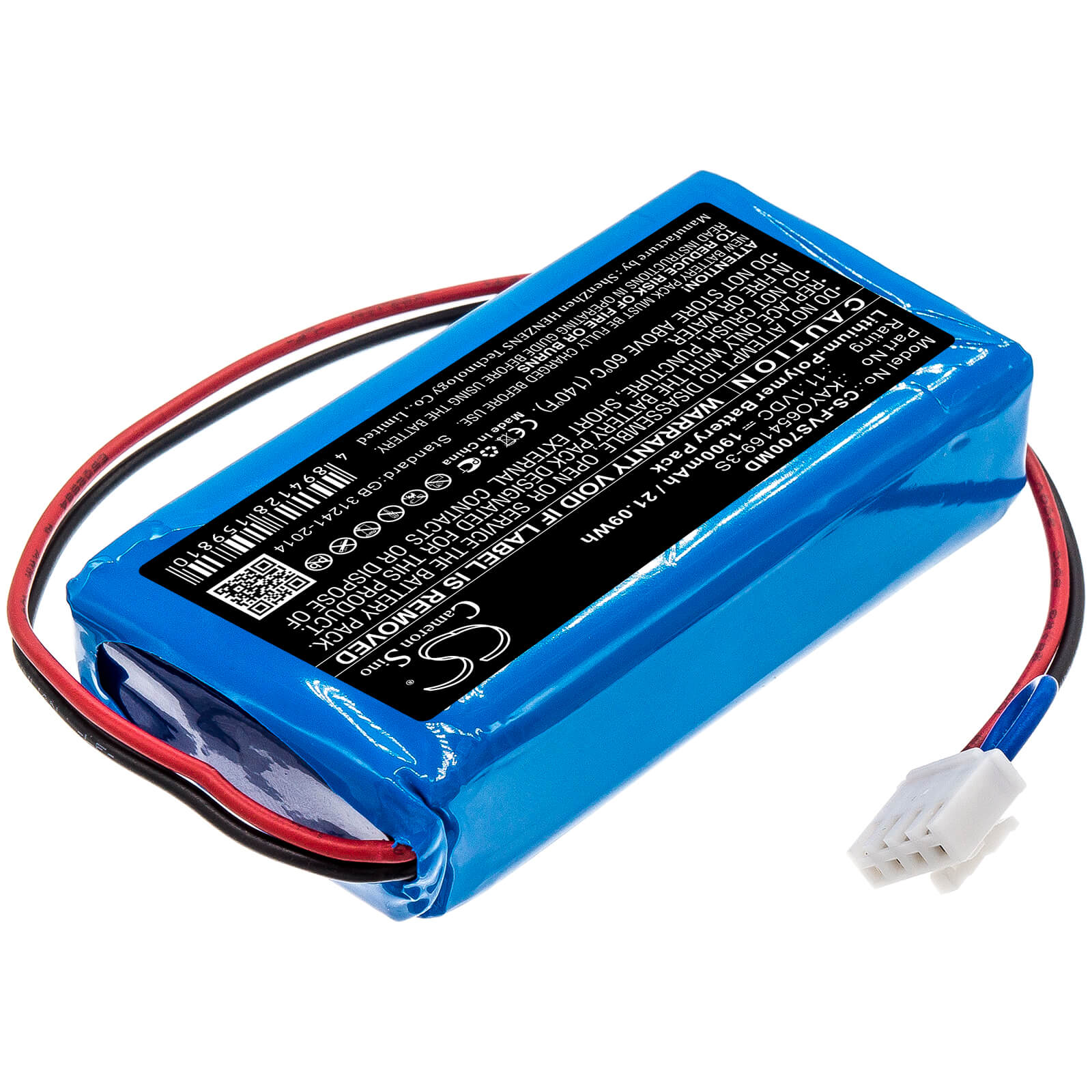 11.1V, 1900mAh, Li-Polymer Battery fits Fresenius, Sp7, Sp7 Syringe Pumps, 21.09Wh