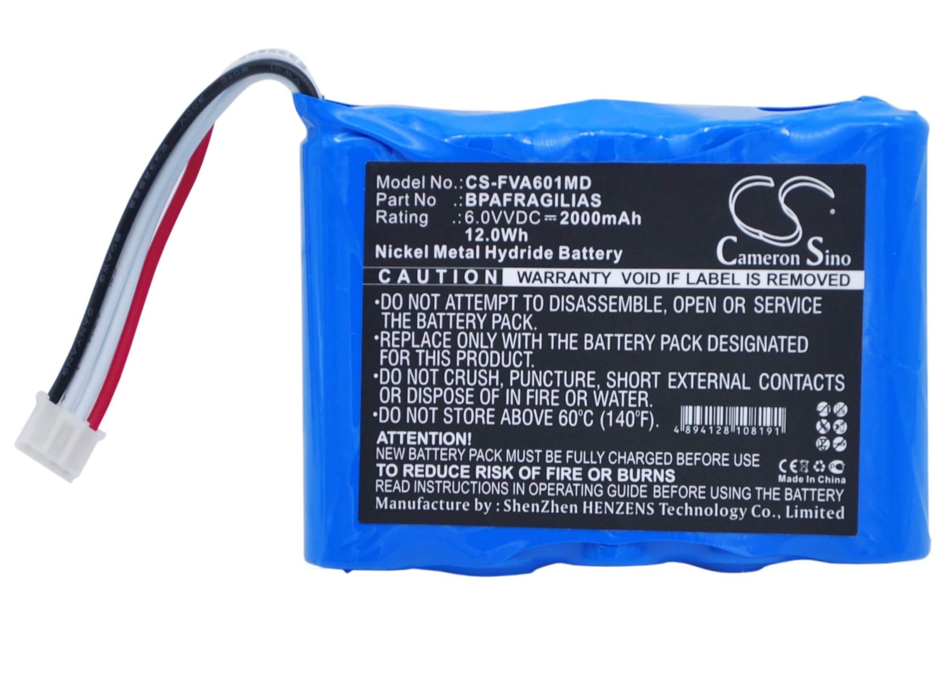 6.0V, 2000mAh, Ni-MH Battery fits Fresenius, Agilia, Injectomat Agilia, 12Wh