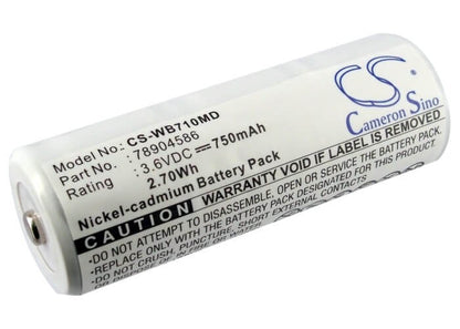 3.6V, 750mAh, Ni-CD Battery fits Welch-allyn, 11720, 11730, 2.7Wh