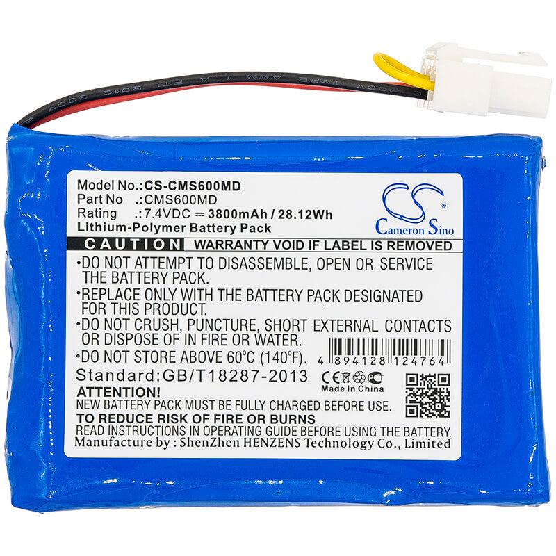 7.4V, 3800mAh, Li-Polymer Battery fits Contec, Cms6000, Monitor Cms6000, 28.12Wh
