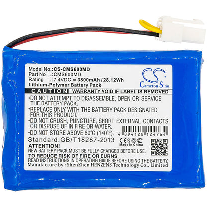 7.4V, 3800mAh, Li-Polymer Battery fits Contec, Cms6000, Monitor Cms6000, 28.12Wh