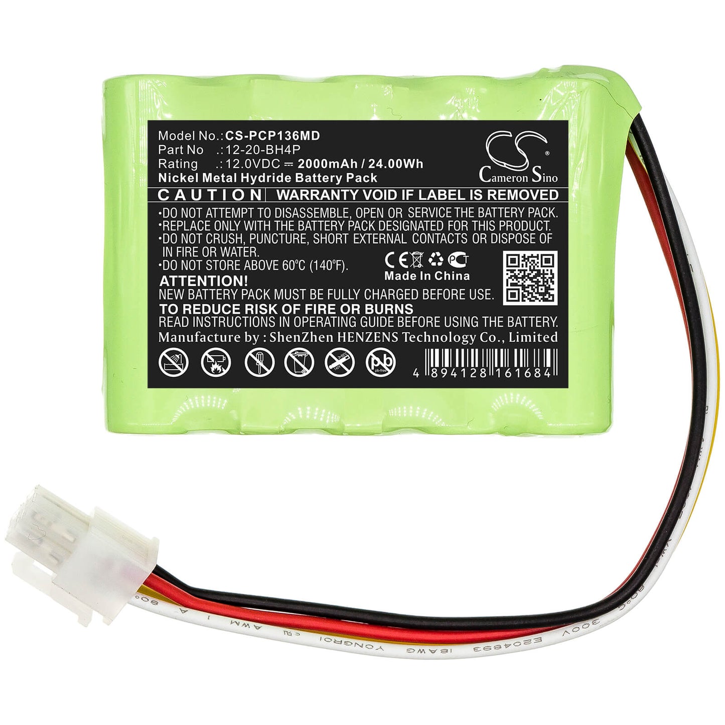 12.0V, 2000mAh, Ni-MH Battery fits Prism, Cp-136, Cp136 Ceiling Hoist Motos, 24Wh