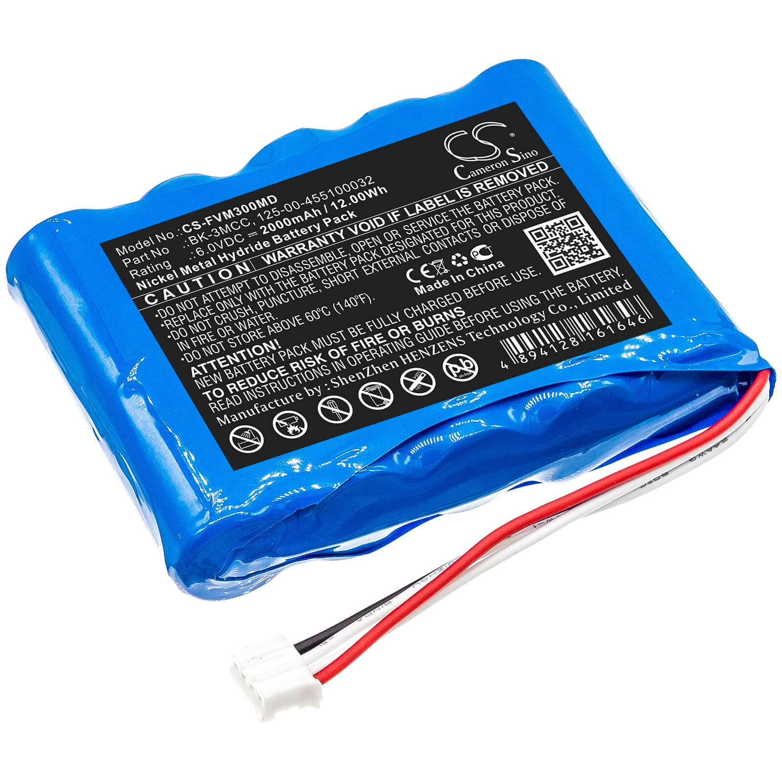 6.0V, 2000mAh, Ni-MH Battery fits Fresenius, Injectomat 500, Injectomat 500d, 12Wh