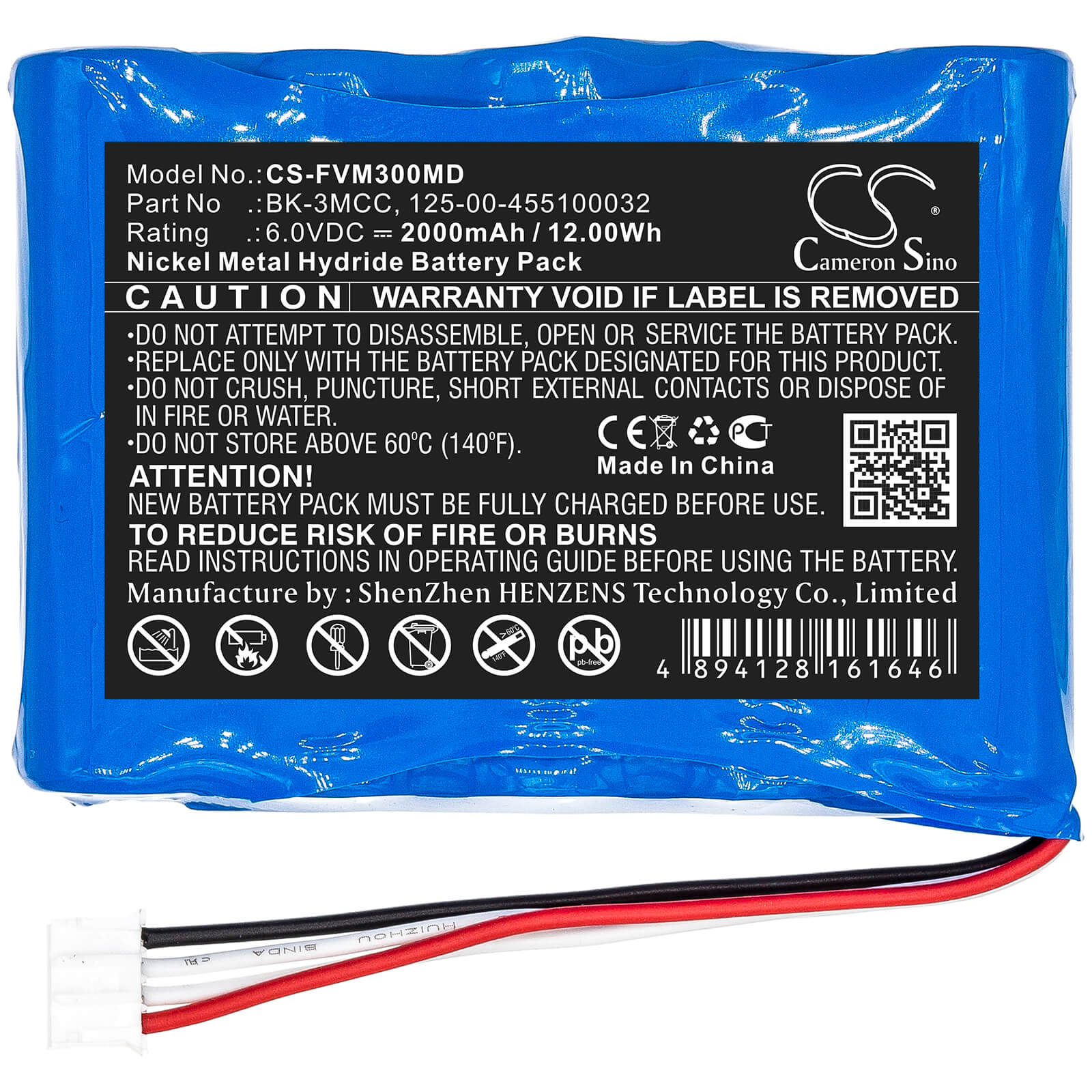 6.0V, 2000mAh, Ni-MH Battery fits Fresenius, Injectomat 500, Injectomat 500d, 12Wh