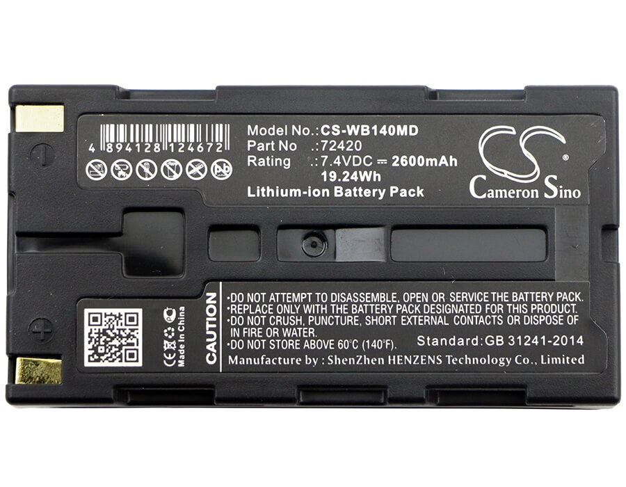 7.4V, 2600mAh, Li-ion Battery fits Welch-allyn, 14001, 14011, 19.24Wh