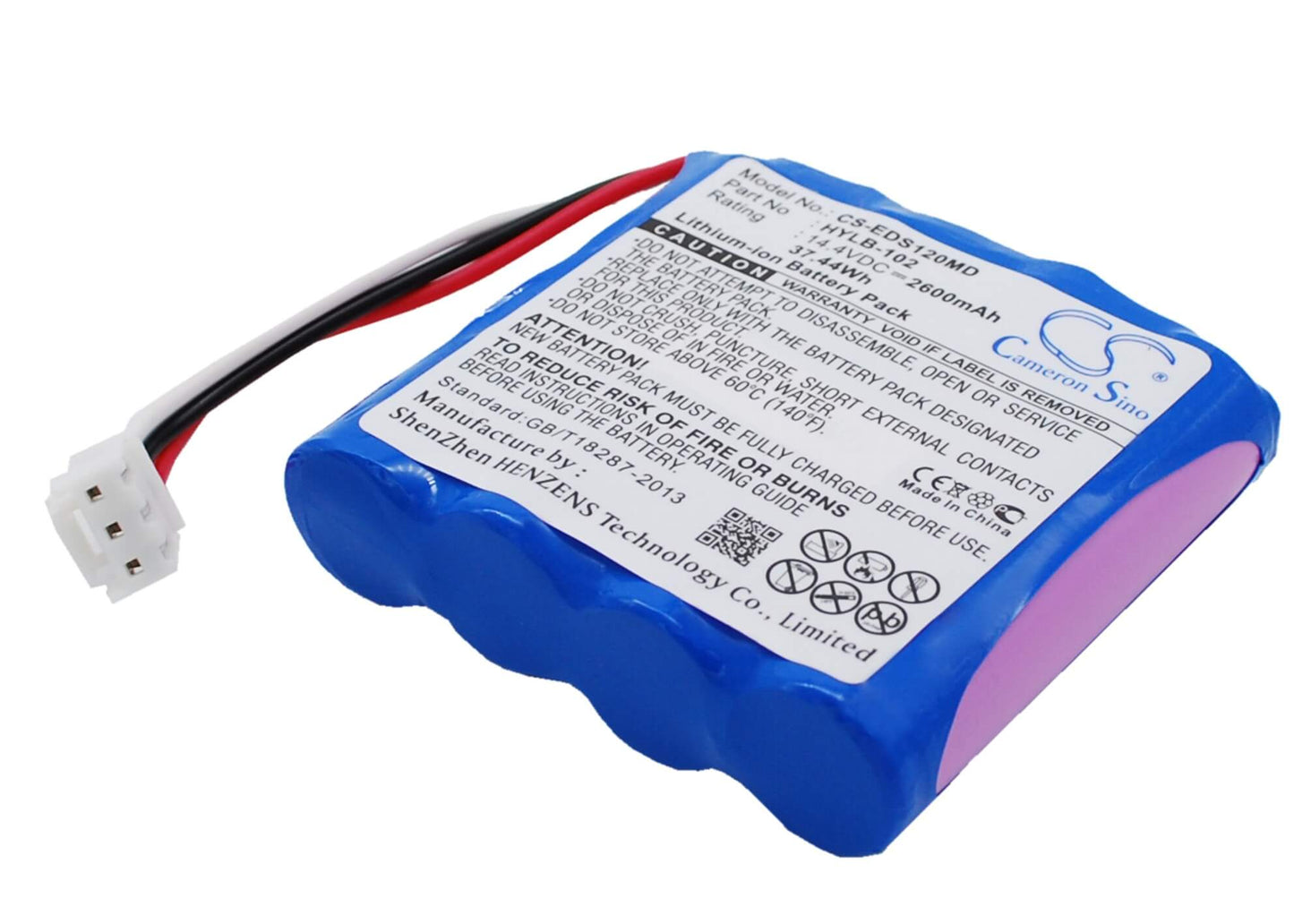 14.4V, 2600mAh, Li-ion Battery fits Mindray, Decg-03a, Decg-03a Elcktro Cardiogram, 37.44Wh