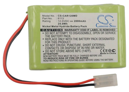 12.0V, 2000mAh, Ni-MH Battery fits Cardiette, Cardioline Ecg Recorder Ar1200, Cardioline Ecg Recorder Ar1200, 24Wh