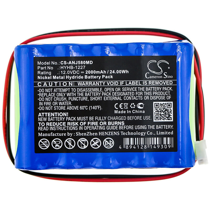 12.0V, 2000mAh, Ni-MH Battery fits Angel, Aj5800, Aj5803, 24Wh