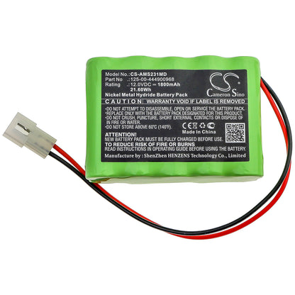 12.0V, 1800mAh, Ni-MH Battery fits Alaris Medicalsystems, Infusion Pump 231, Infusion Pump 531, 21.6Wh