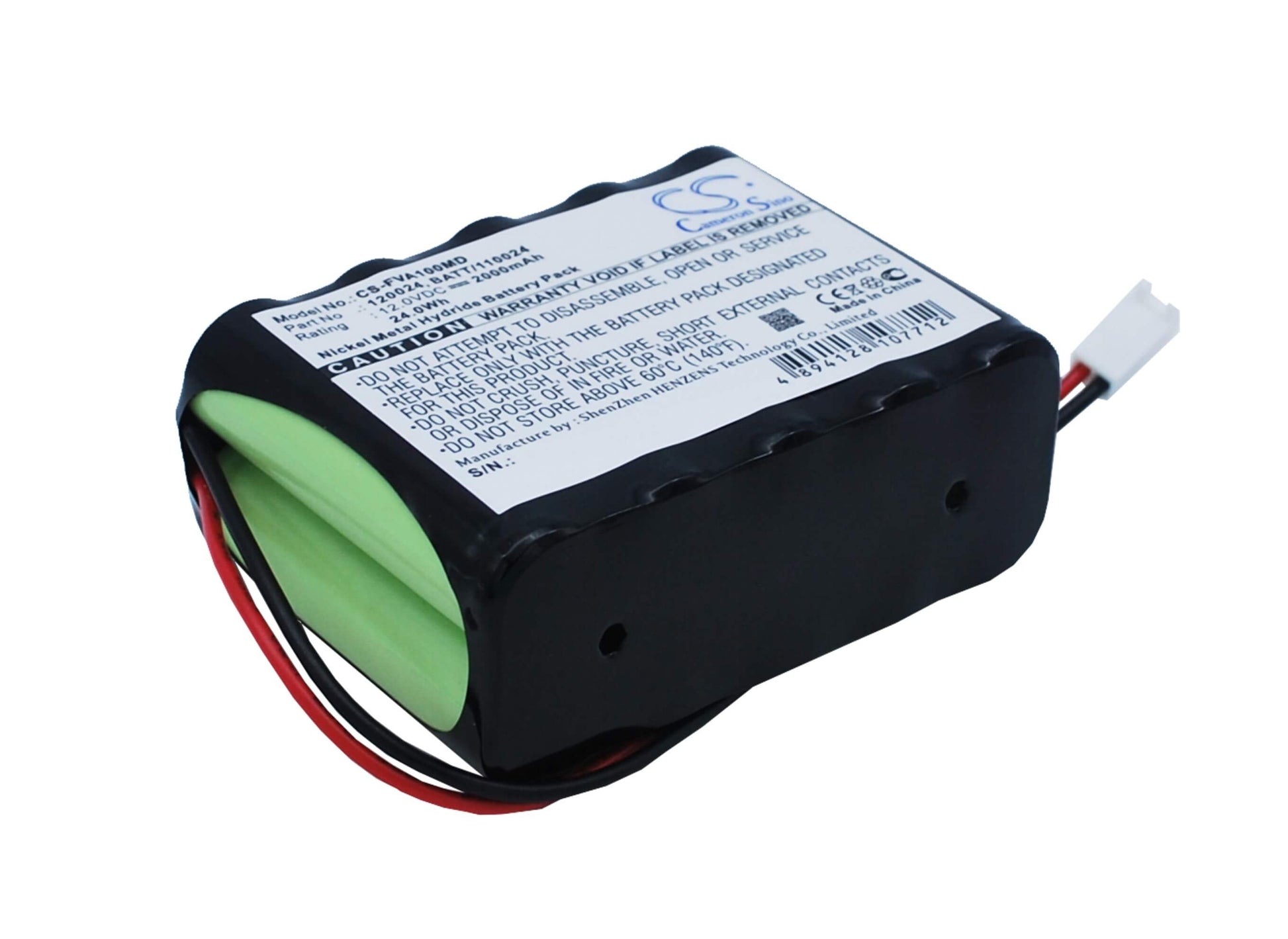 12.0V, 2000mAh, Ni-MH Battery fits Fresenius, Mcm, P-200, 24Wh