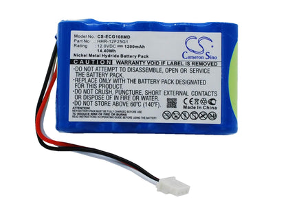 12.0V, 1200mAh, Ni-MH Battery fits Kenz Cardico, Ecg-108, Ecg-110, 14.4Wh