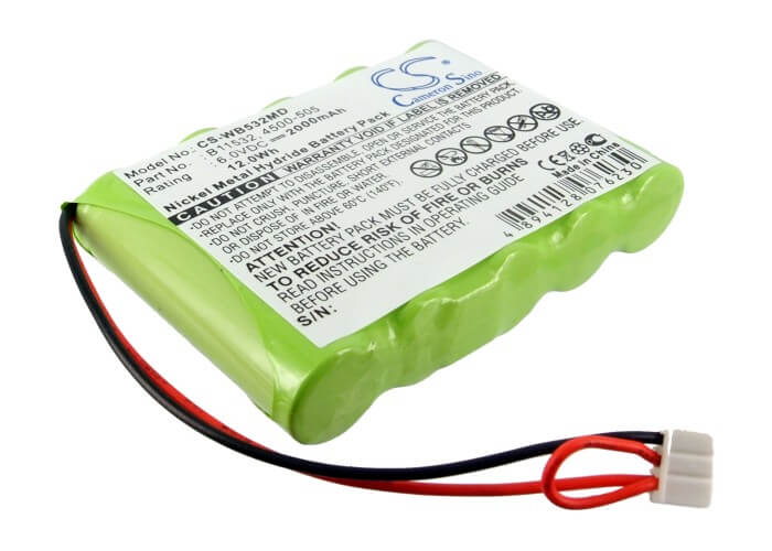 6.0V, 2000mAh, Ni-MH Battery fits Welch-allyn, Lxi Vital Signs Printer, 12Wh