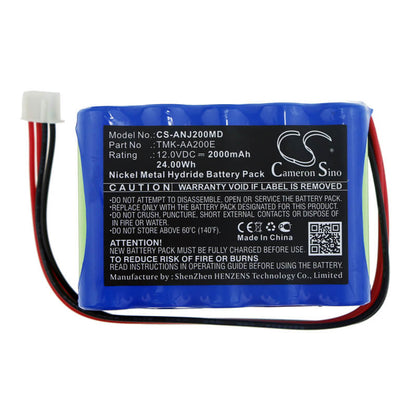 12.0V, 2000mAh, Ni-MH Battery fits Angel, Aj5808, Aj5808a, 24Wh