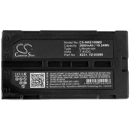 7.4V, 2600mAh, Li-ion Battery fits Nihon Kohden, Wee-1000, 19.24Wh